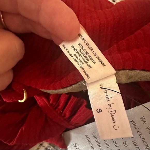 Made By Dawn Revolve Red Butterfly Root Ribbed Ruffle One Piece Swimsuit NWT S - Picture 14 of 16